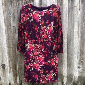 Sandra Darren Floral Shift Long Sleeve Dress Size 8